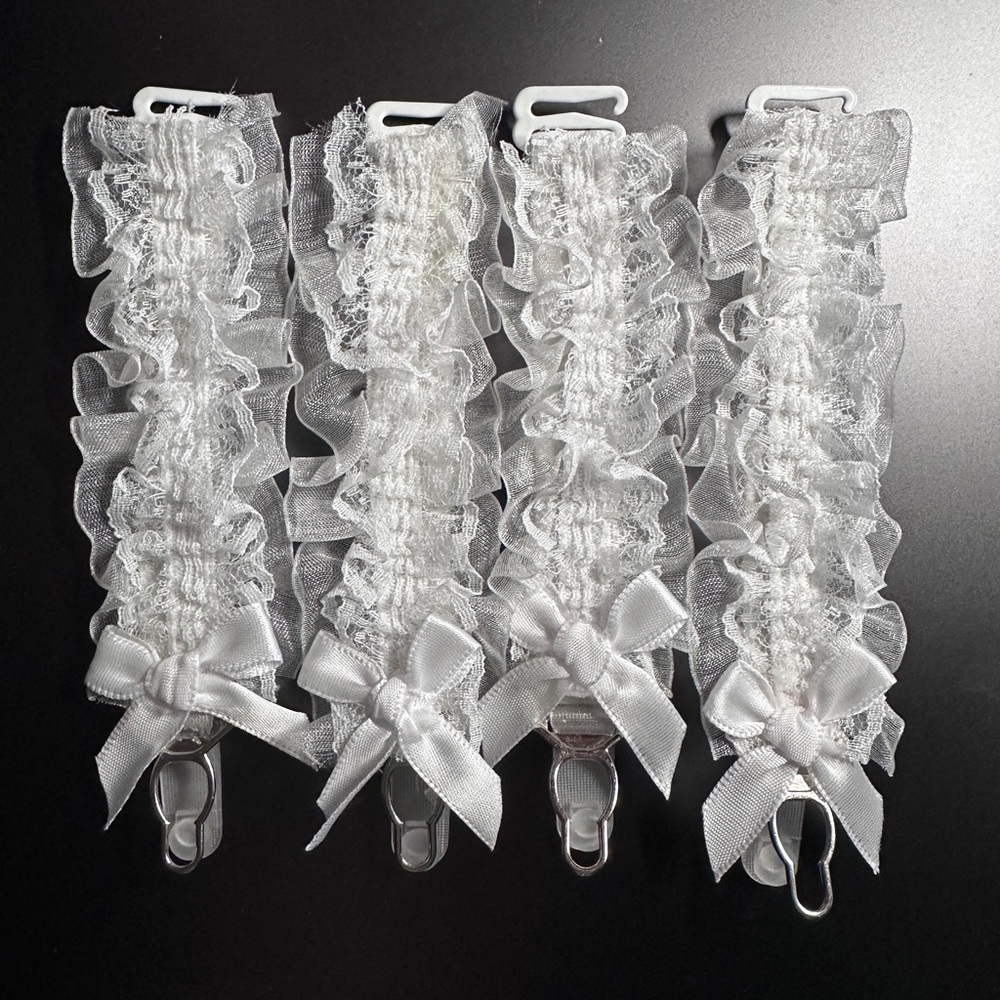 4 pcs. 15mm lace Garter belt straps  5” long and 15mm wide